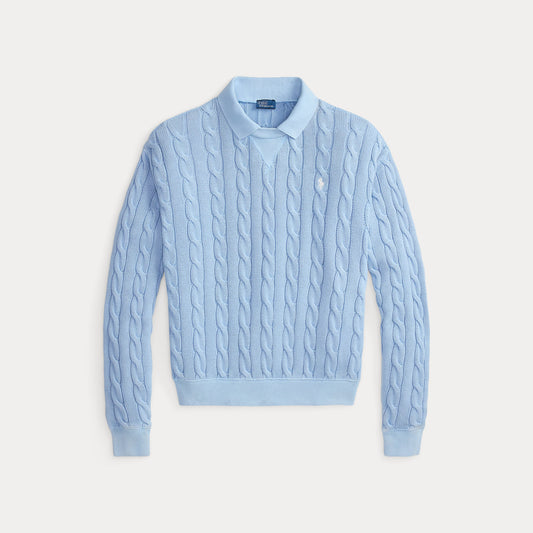 Polo Ralph Lauren Cable Knit Cotton Polo Collar Sweater