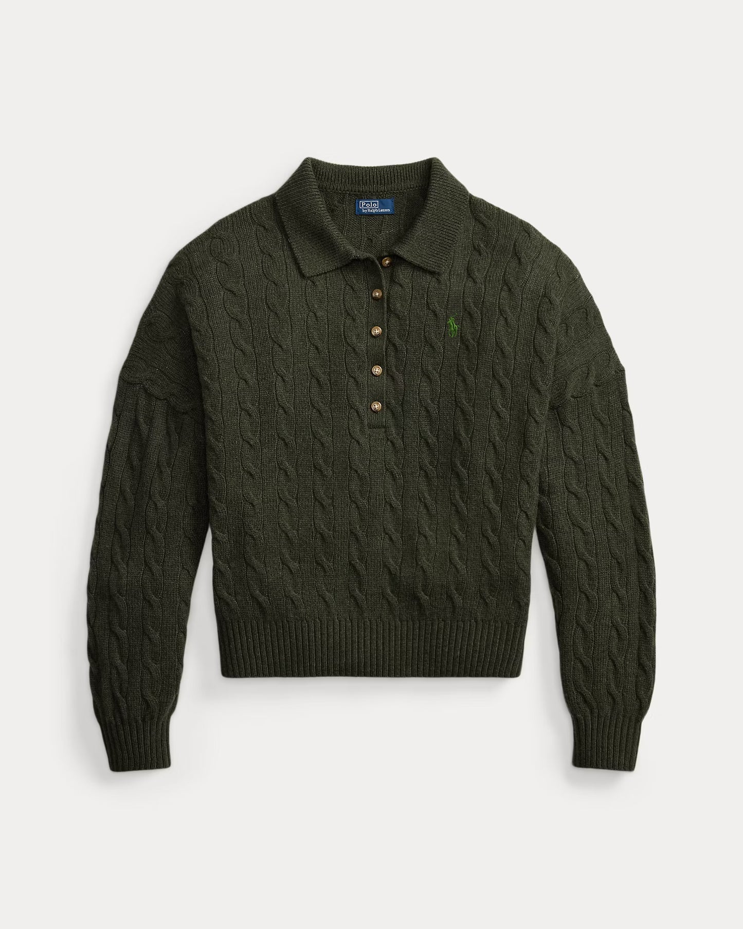 Polo Ralph Lauren Cable Wool-Cashmere Polo-Collar Jumper