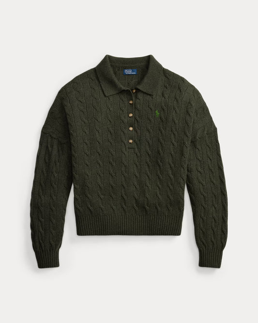 Polo Ralph Lauren Cable Wool-Cashmere Polo-Collar Jumper