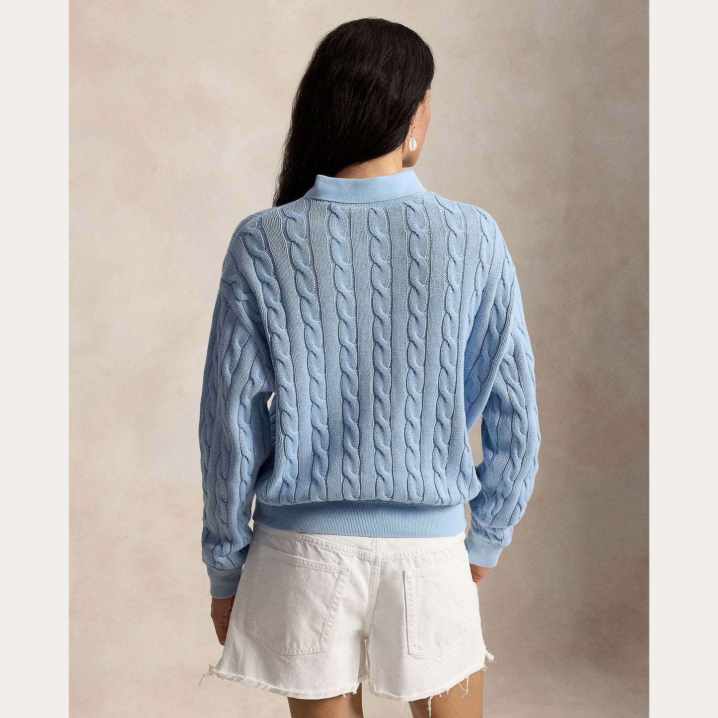 Polo Ralph Lauren Cable Knit Cotton Polo Collar Sweater