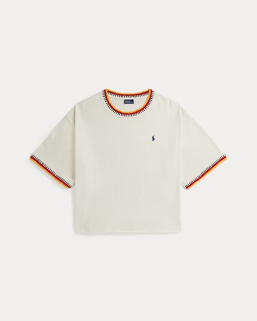 Polo Ralph Lauren Crochet-Trim Cotton Jersey Tee