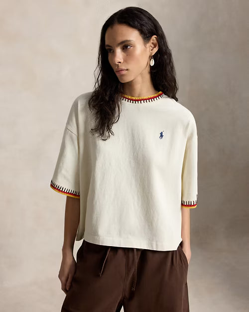 Polo Ralph Lauren Crochet-Trim Cotton Jersey Tee