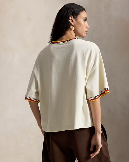 Polo Ralph Lauren Crochet-Trim Cotton Jersey Tee