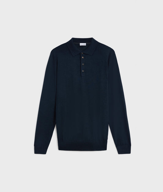 Pal Zileri Diamond Weave Polo in Knitted Virgin Wool & Silk