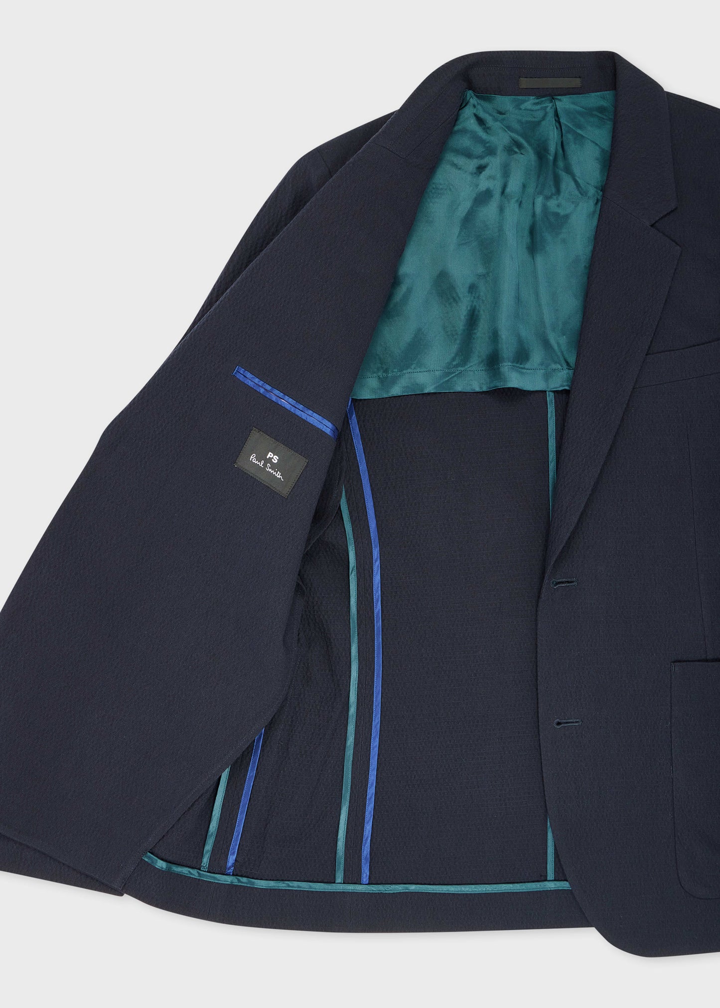 Paul Smith Navy Seersucker Cotton Check Buggy-Lined Blazer