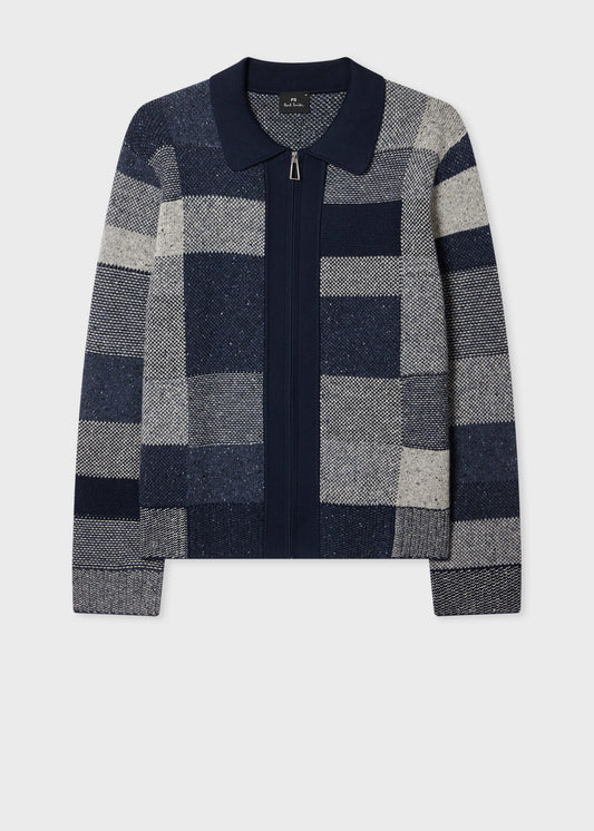 Paul Smith Tonal Patchwork Zip-Through Cardigan