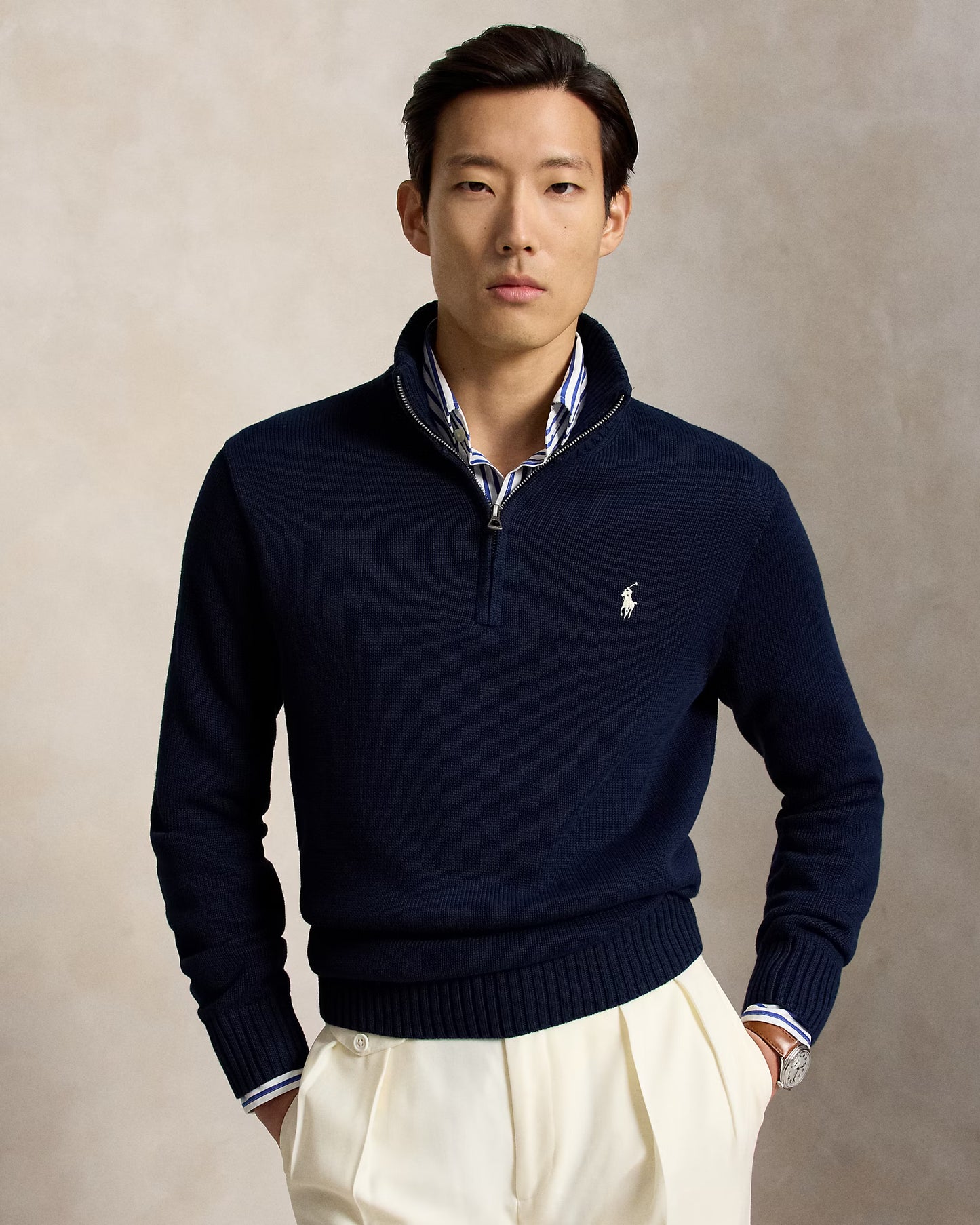 Polo Ralph Lauren Quarter-Zip Cotton Mockneck Jumper