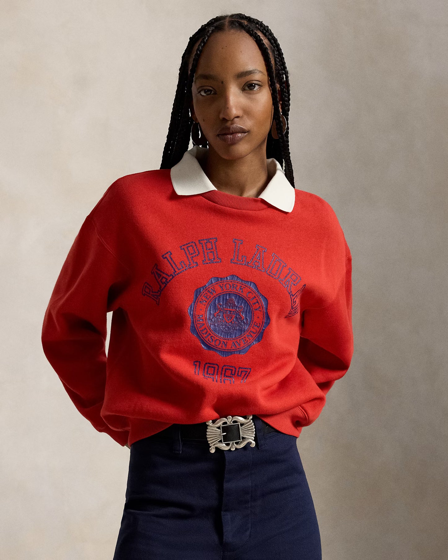 Polo Ralph Lauren Crest Polo-Collar Fleece Crewneck