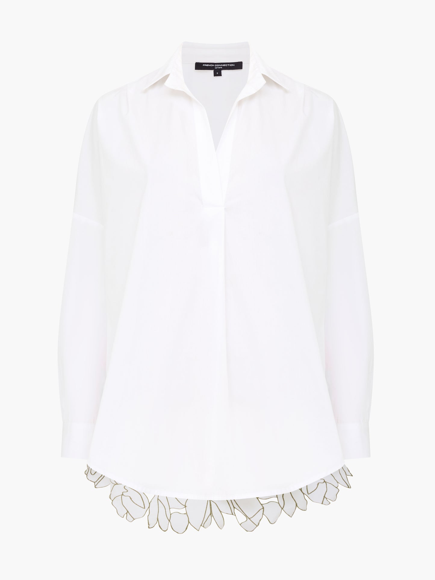 French Connection Lotta Alexis Popover Floral Cutwork Back Shirt