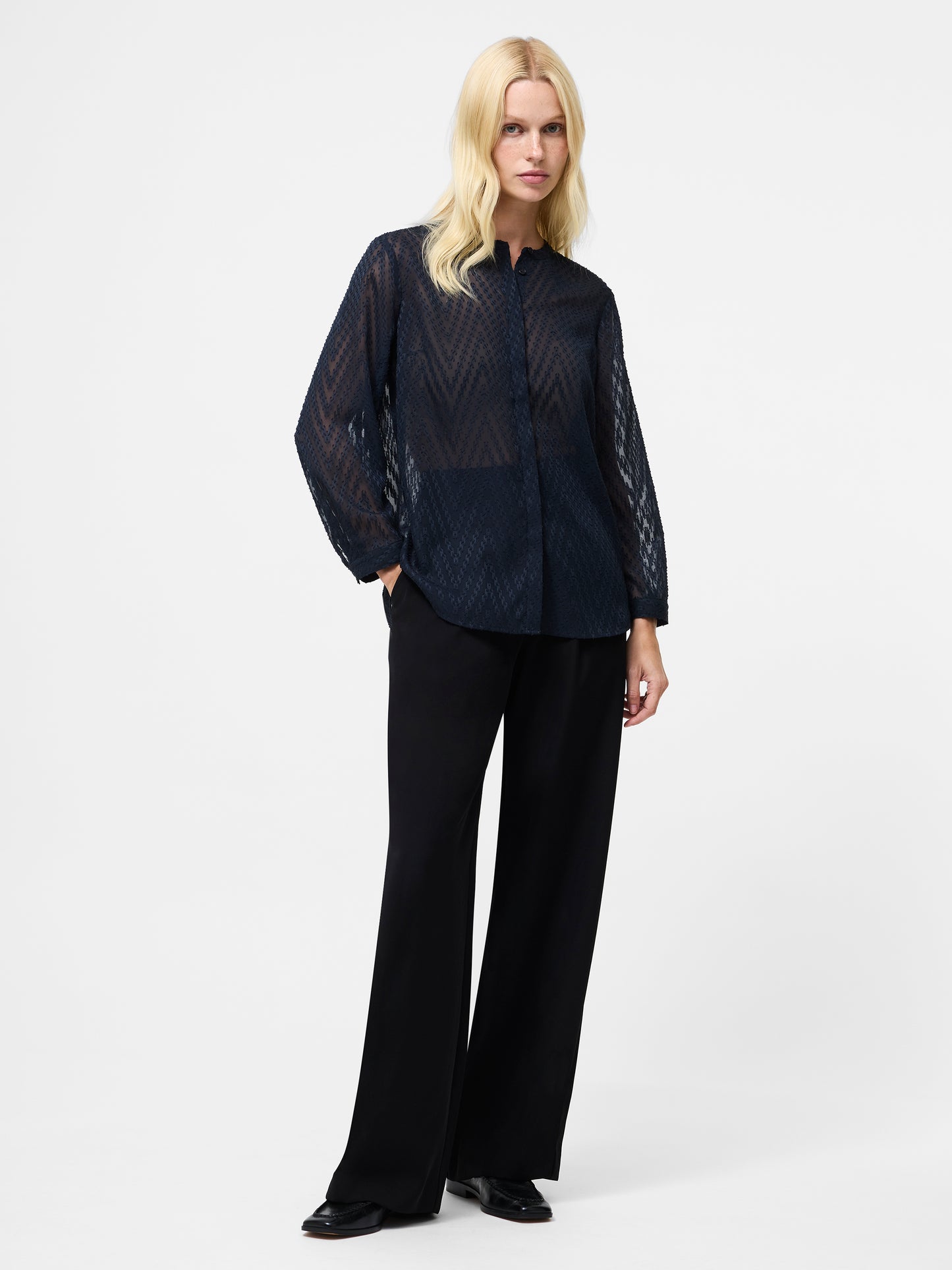 French Connection Dayton Fil De Coupe Long Sleeve Shirt