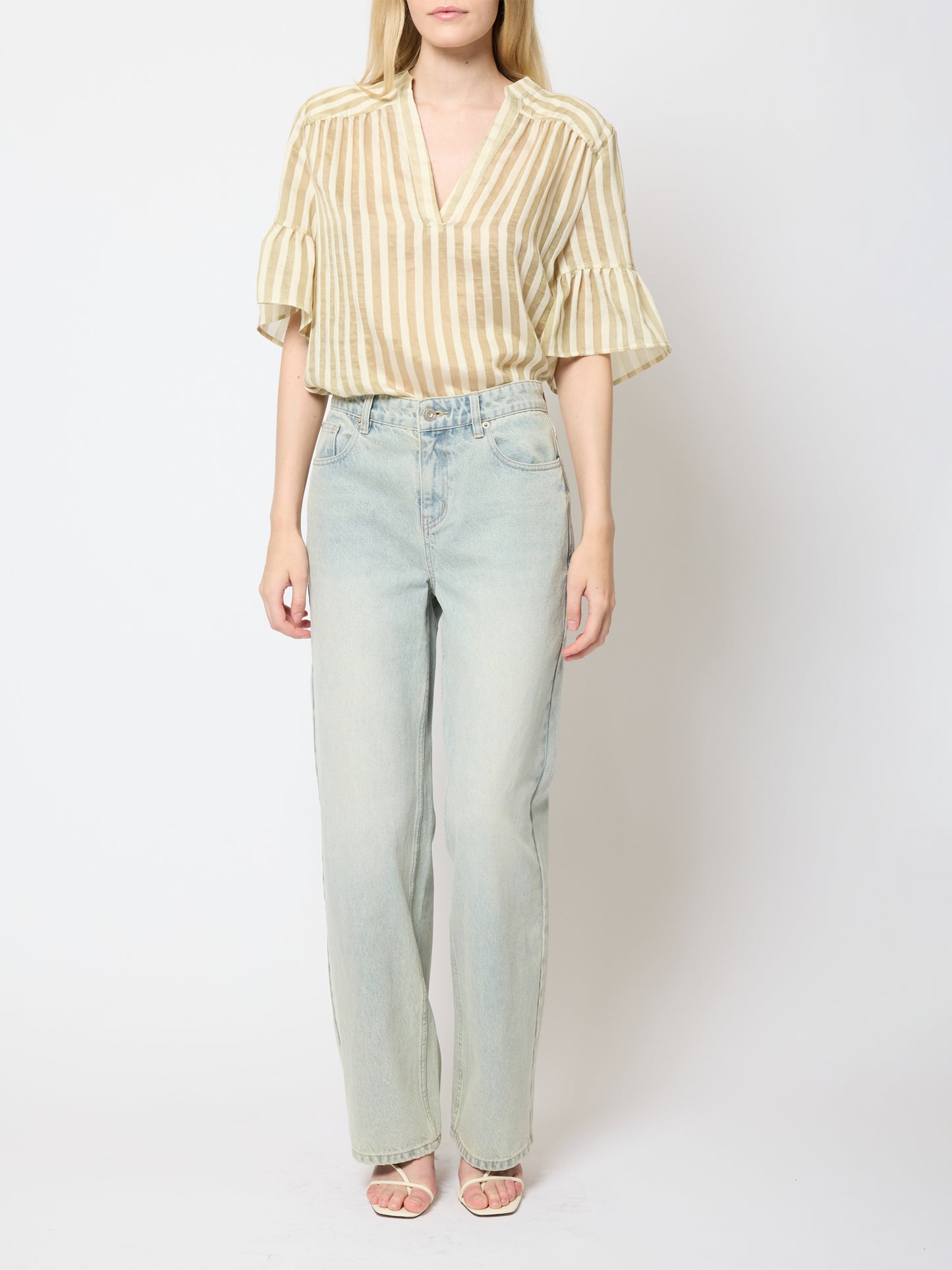 French Connection Adeline Striped Gathered Top