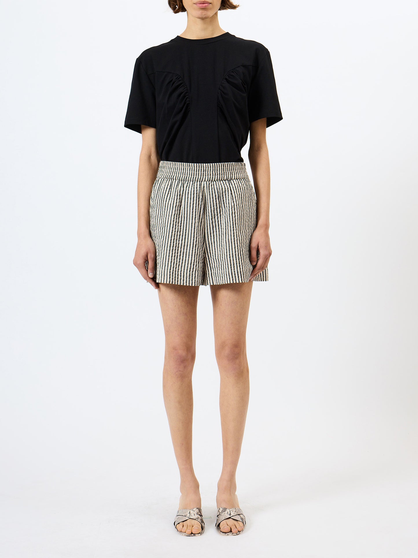 Lia Seersucker Striped Shorts