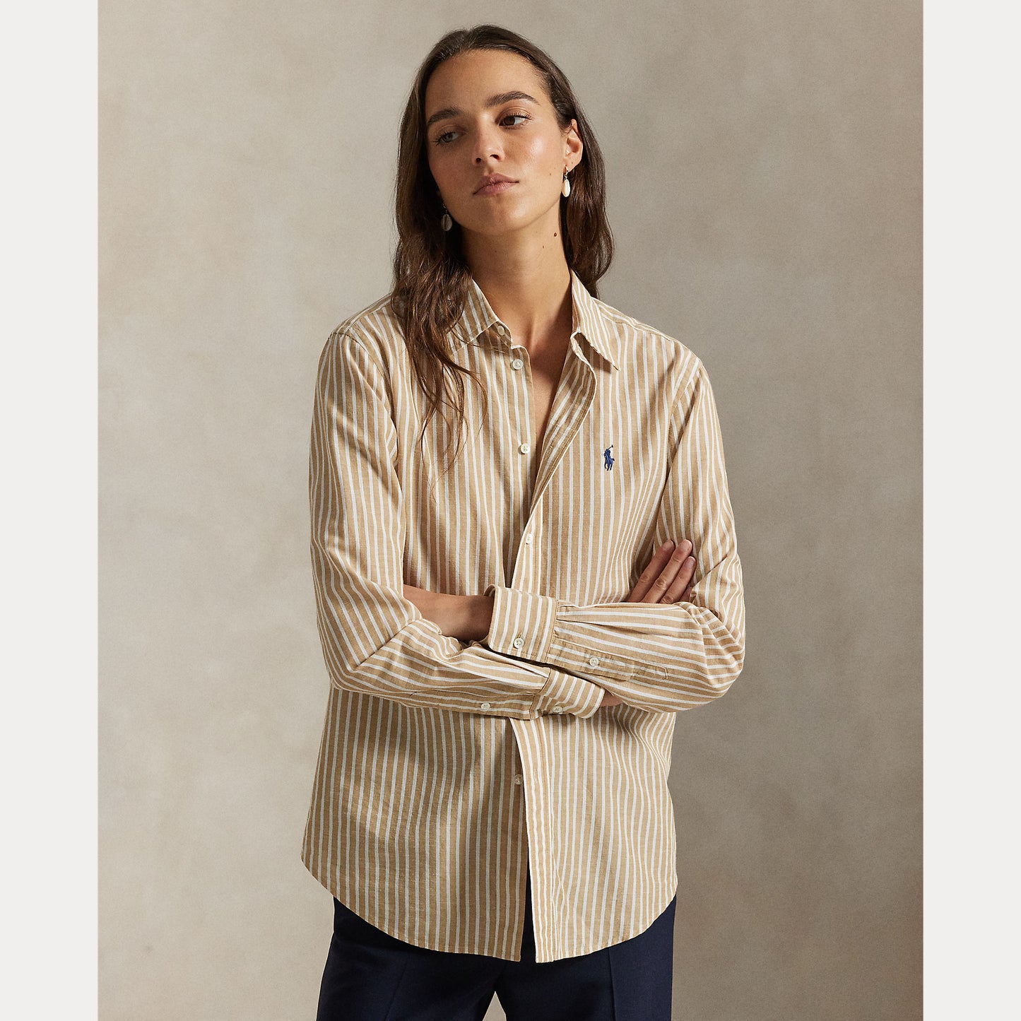 Polo Ralph Lauren Classic Fit Striped Cotton-Linen Shirt