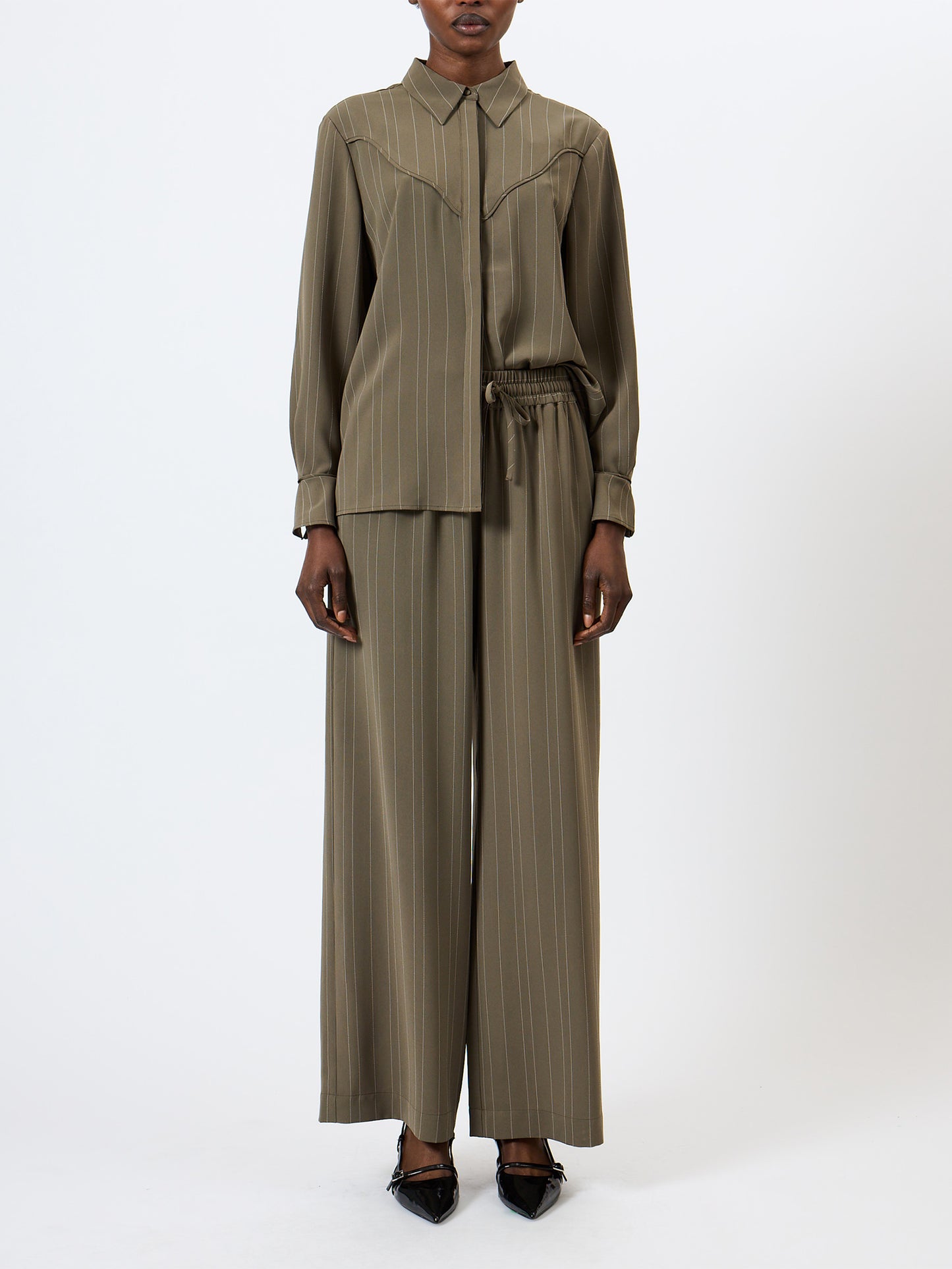 French Connection Erma Pinstripe Contrast Yoke Shirt