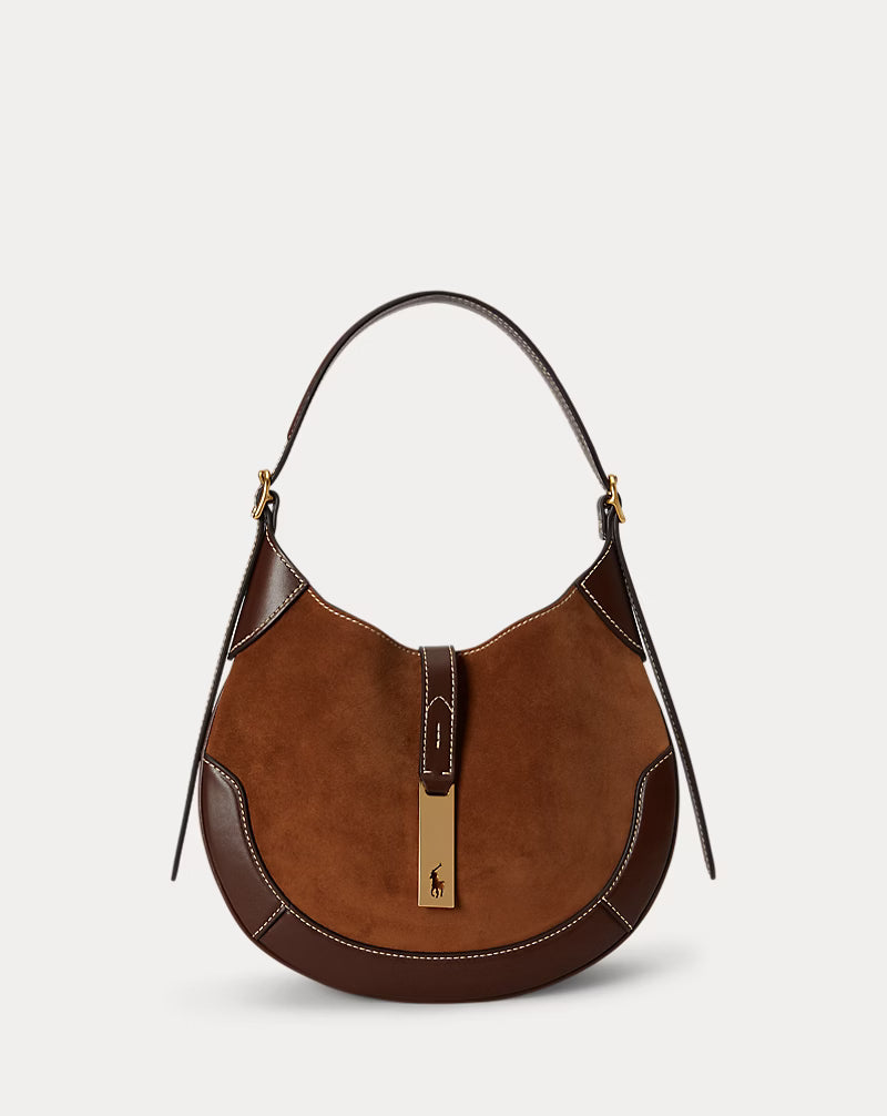 Polo Ralph Lauren Small Polo ID Suede-Leather Shoulder Bag