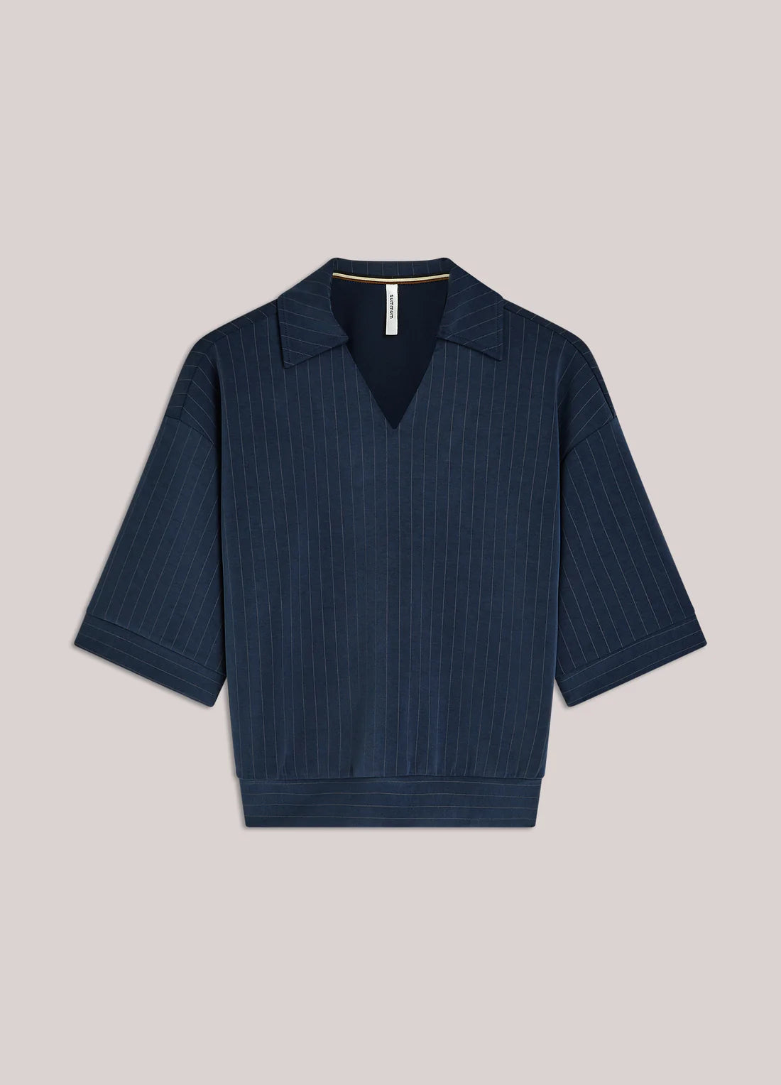 Pinstripe Polo Top in Soft Scuba Fabric