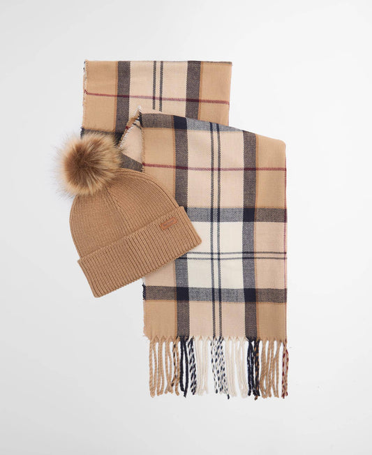 Barbour Dover Beanie & Hailes Scarf Gift Set