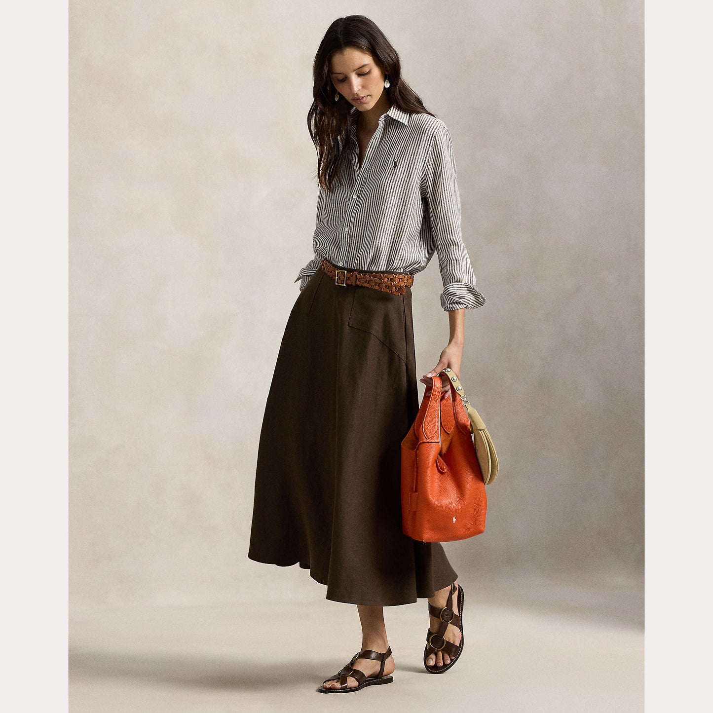 Polo Ralph Lauren Panelled Hemp A-Line Skirt
