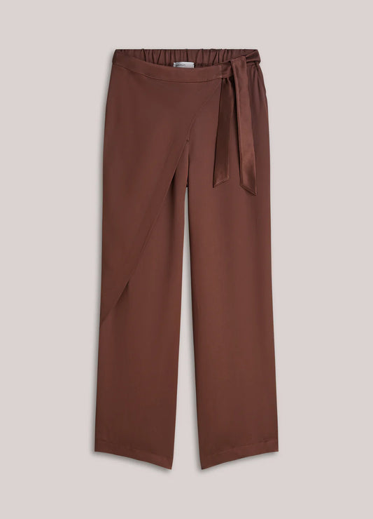Summum Wide Leg Crossover Trousers with Crossover Detail