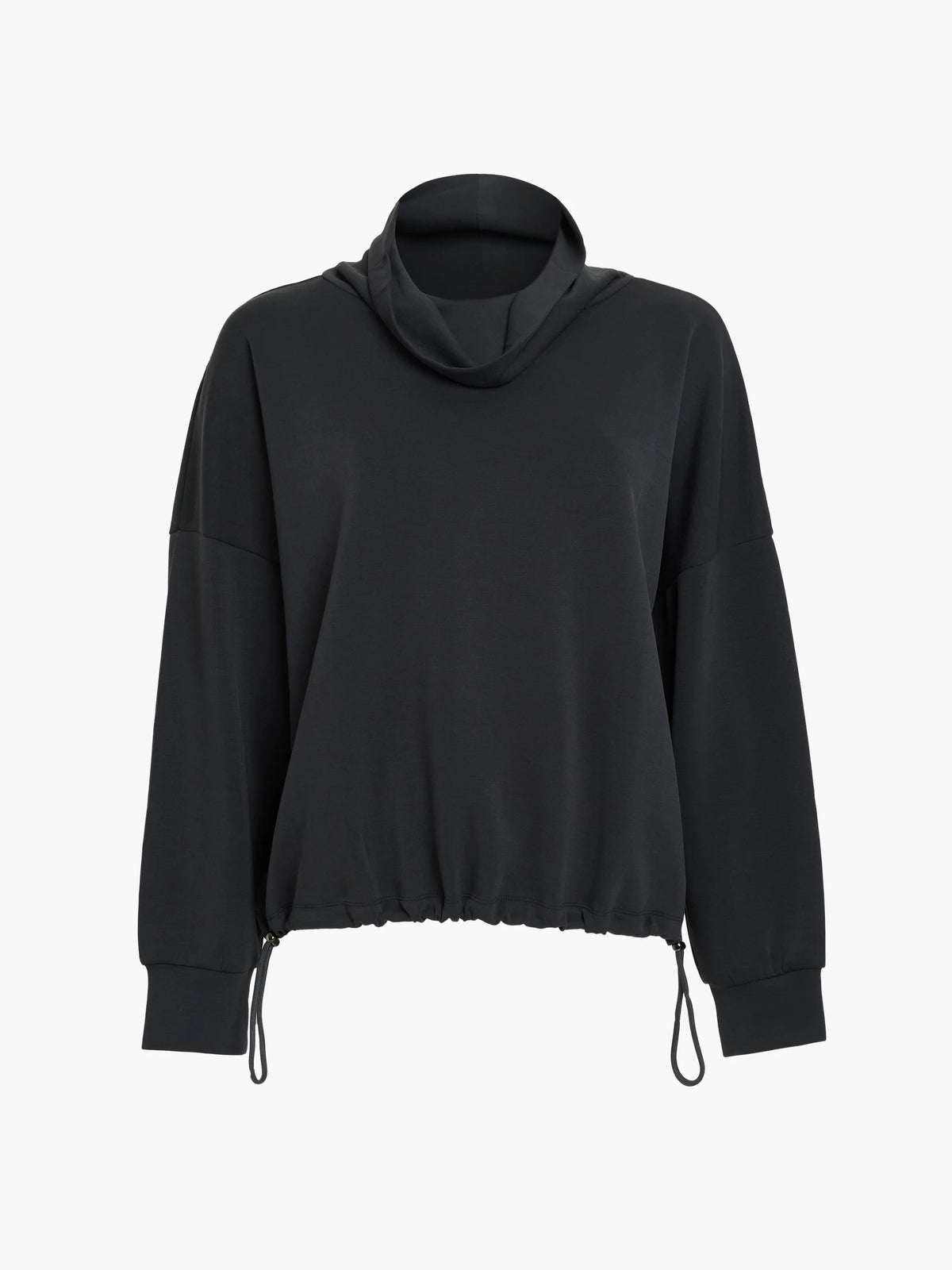 French Connection Wren Dark Grey Funnel Neck Toggle Hem Sweatshirt