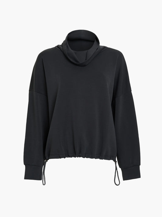 French Connection Wren Dark Grey Funnel Neck Toggle Hem Sweatshirt