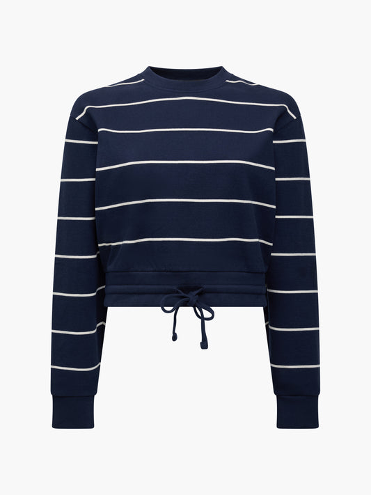 French Connection Sunday Sweat Striped Drawstring Cropped Jumper