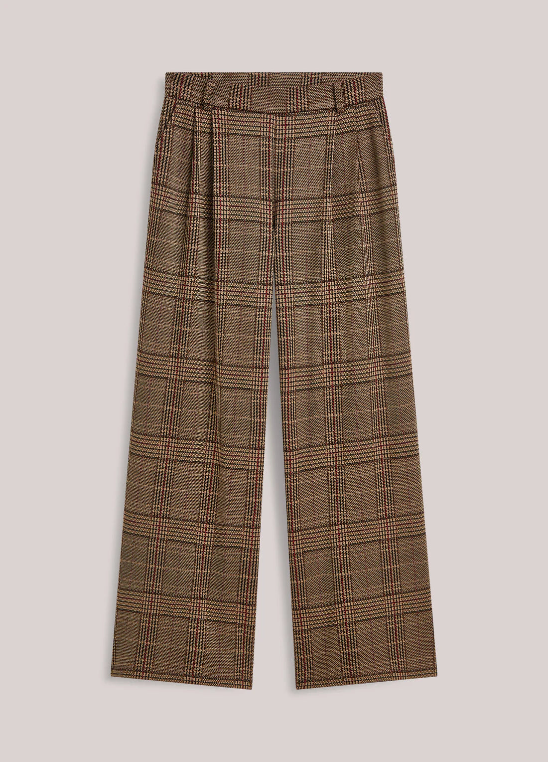 Summum Wide Leg Trousers in Plaid Jacquard