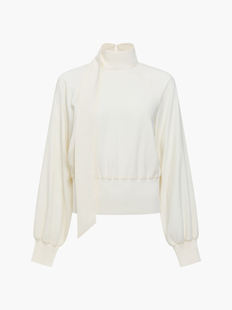 French Connection Krista Cream Scarf Neck Fitted Top