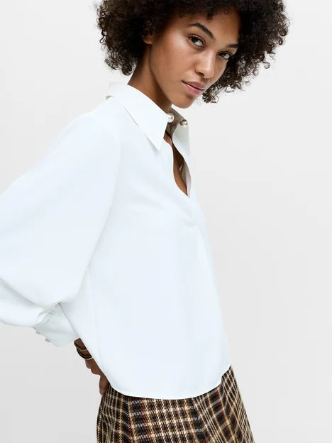 French Connection Arezzo White Pearl Trim Shirt