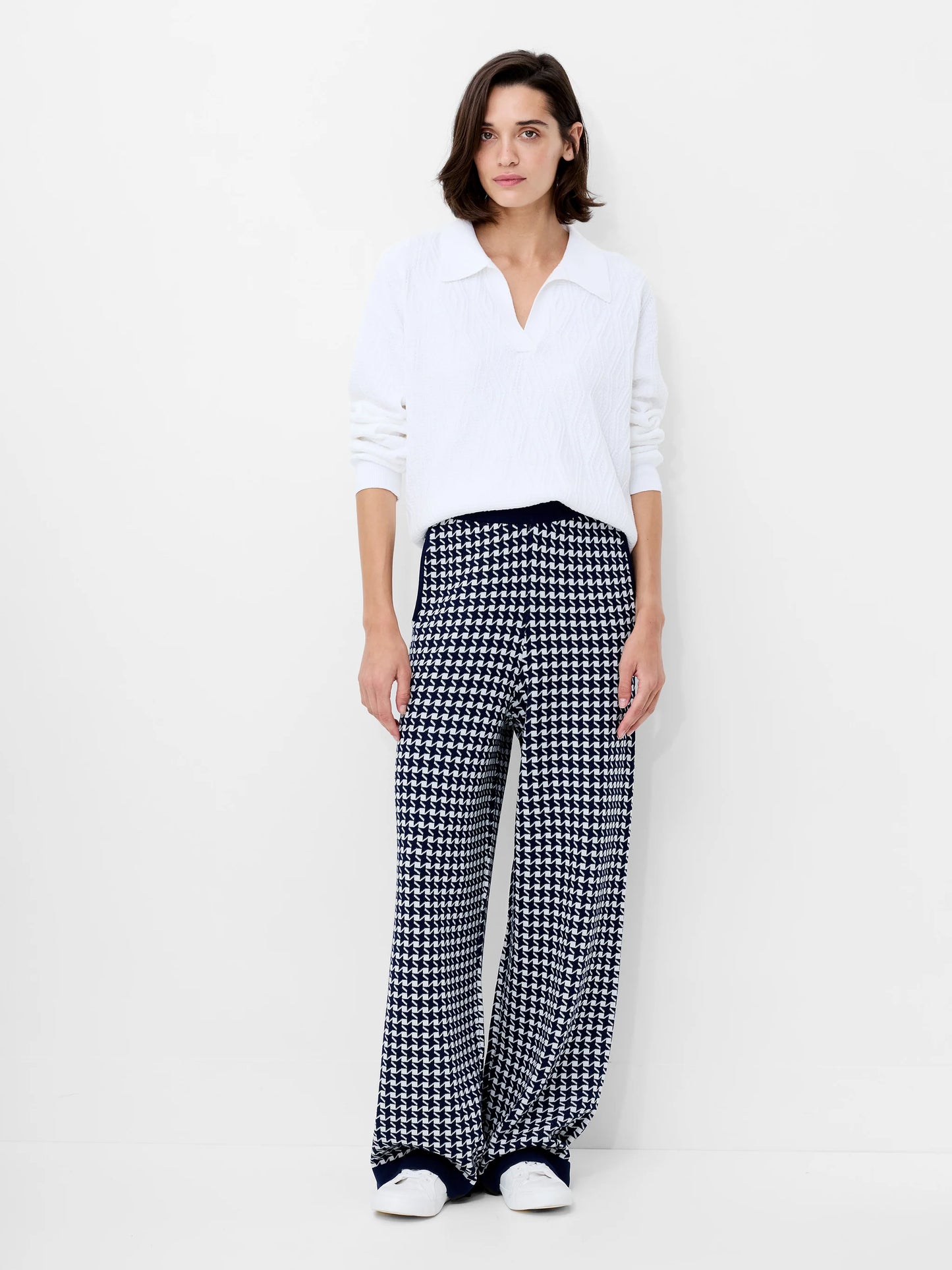 French Connection Gloria Jacquard Knit Wide Leg Trousers