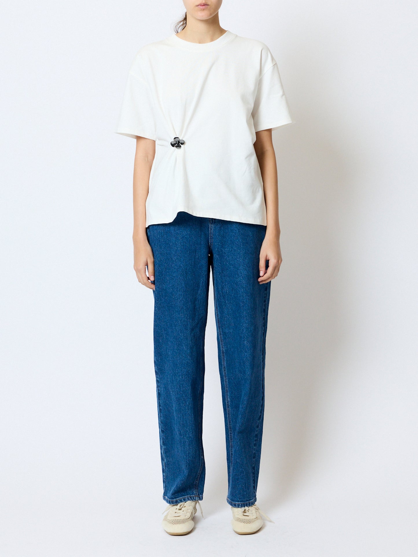 French Connection Rallie Flower Trim Cinched T-Shirt