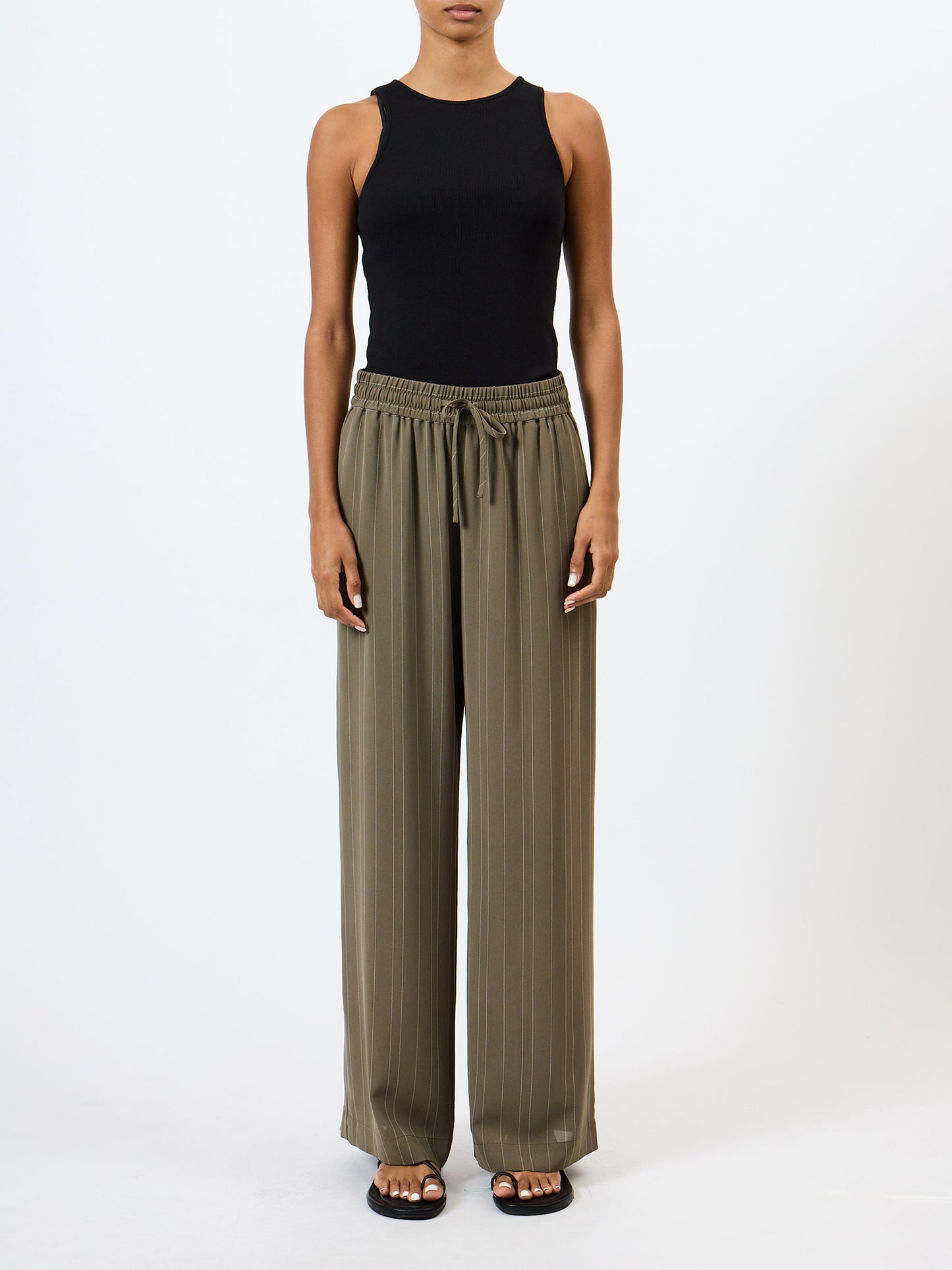 French Connection Erma Pinstripe Wide Leg Trousers