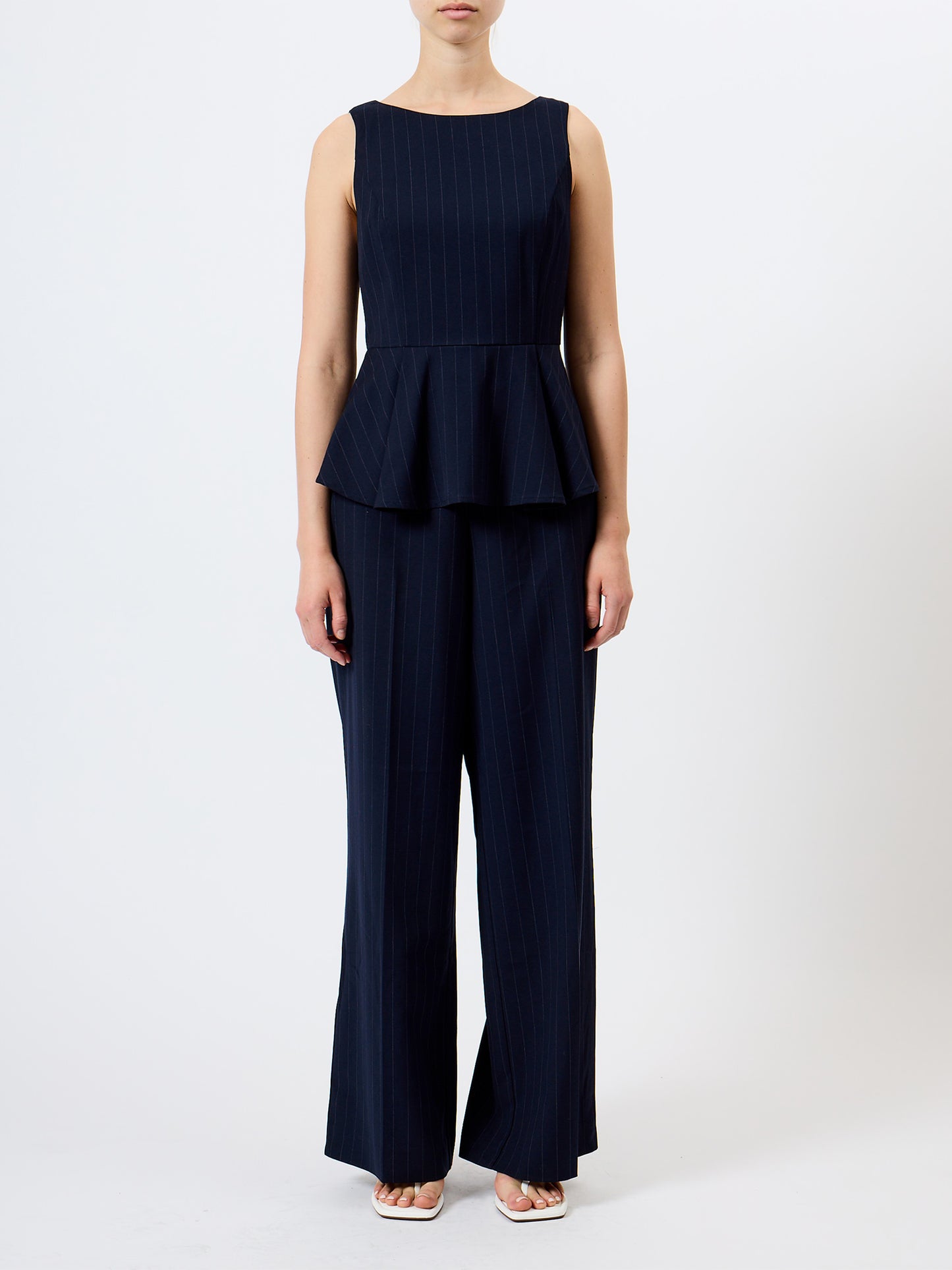 French Connection Alia Pinstripe Peplum Top