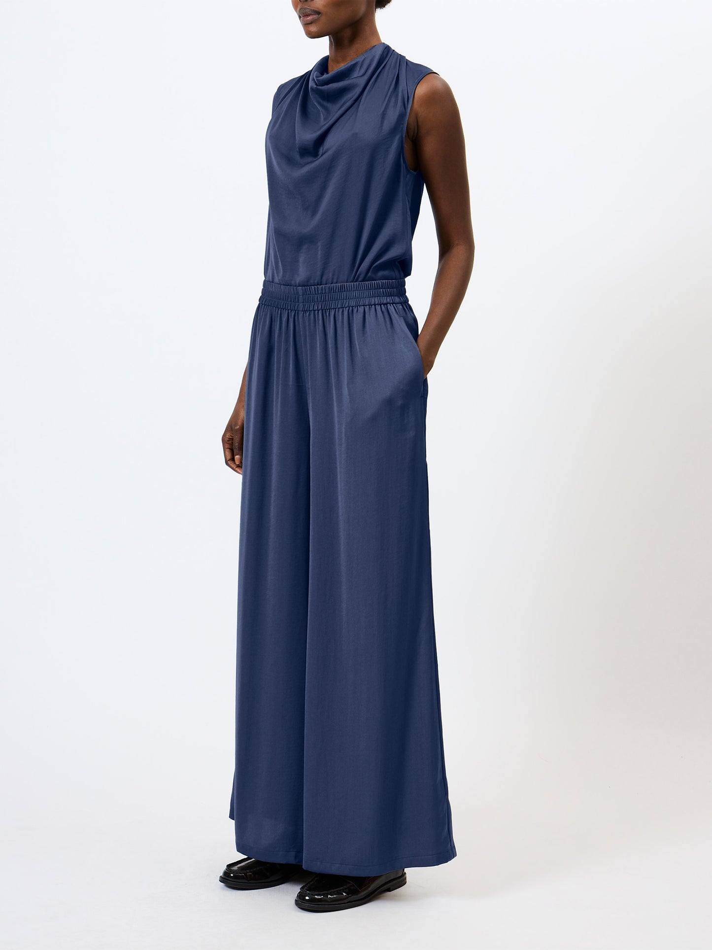 French Connection Damasco Air Flow Poly Wide Leg Trousers