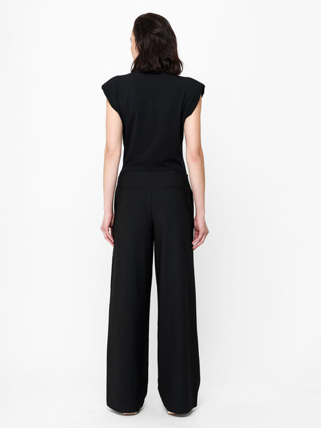 French Connection Veda Black Contrast Stripe Wide Leg Trousers