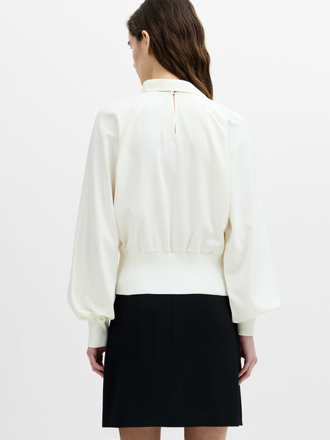 French Connection Krista Cream Scarf Neck Fitted Top