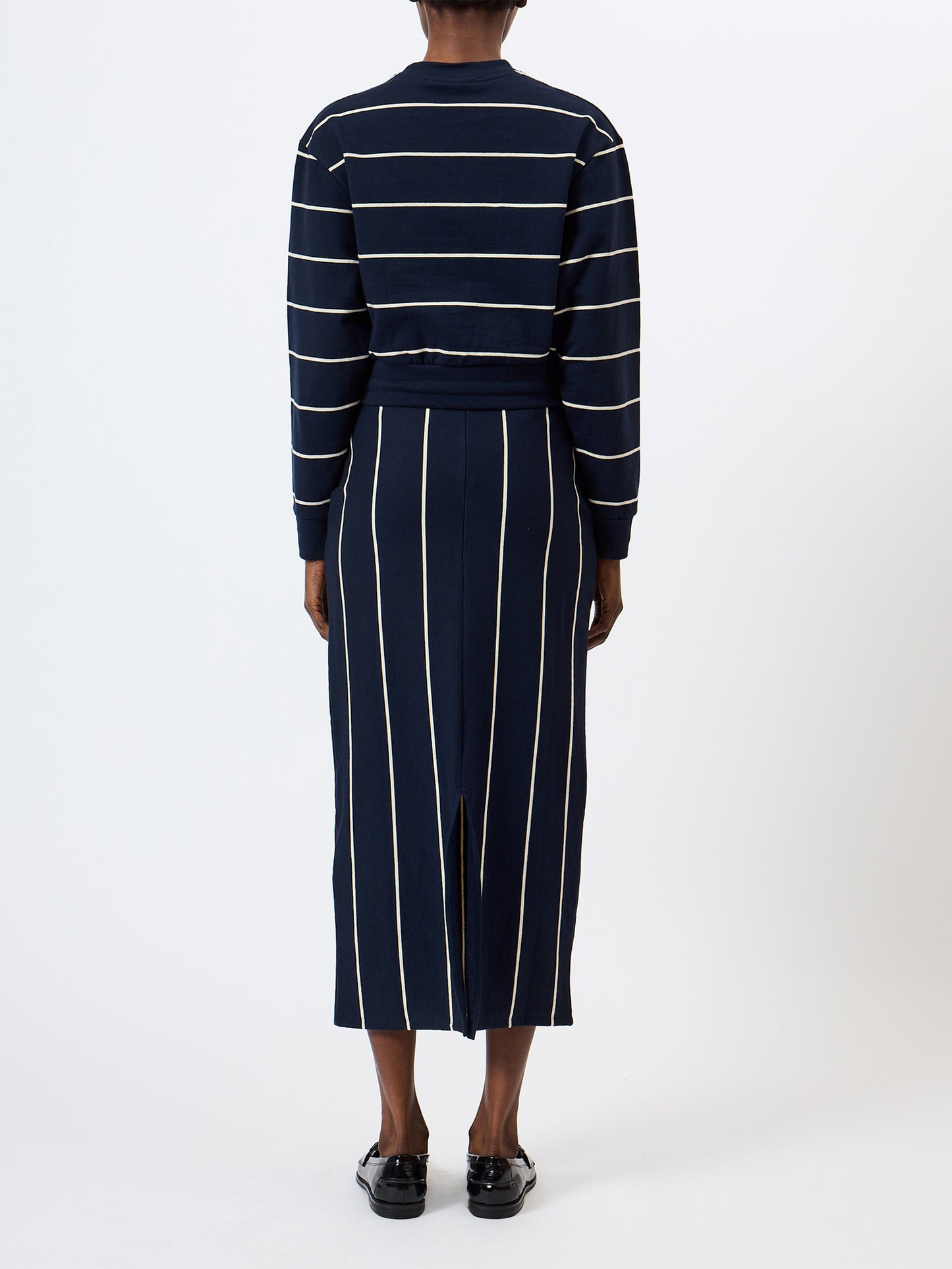 French Connection Sunday Sweat Striped Midi Skirt