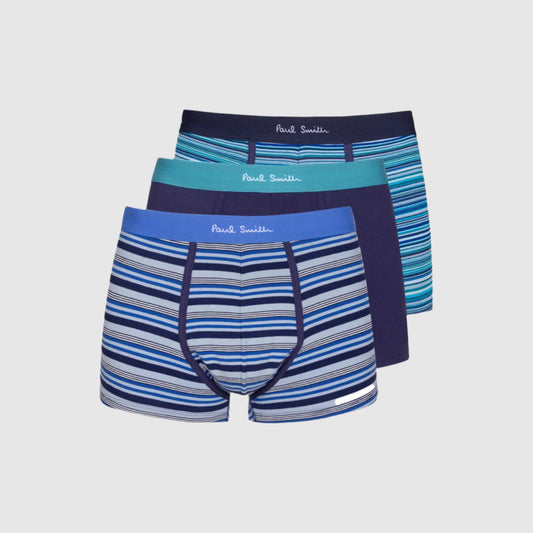 Paul Smith Cotton-Blend Navy Stripe Mixed Boxer Briefs Three Pack