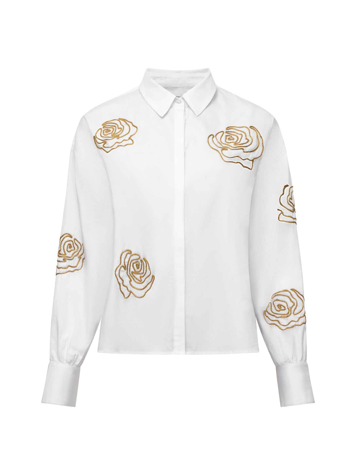 French Connection Alexis Cotton Flower Embellished Shirt