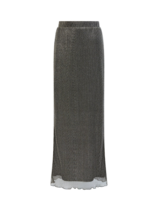 French Connection Tamy Lurex Plisse Midi Skirt