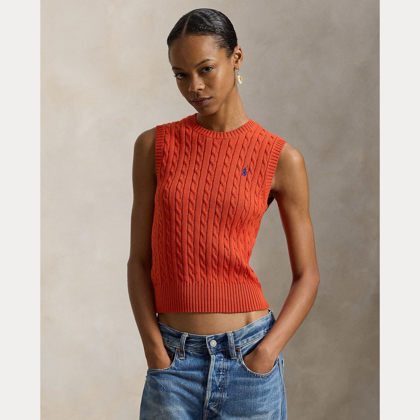 Cable Knit Cotton Sweater Vest