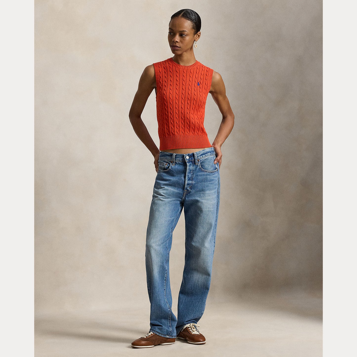 Cable Knit Cotton Sweater Vest