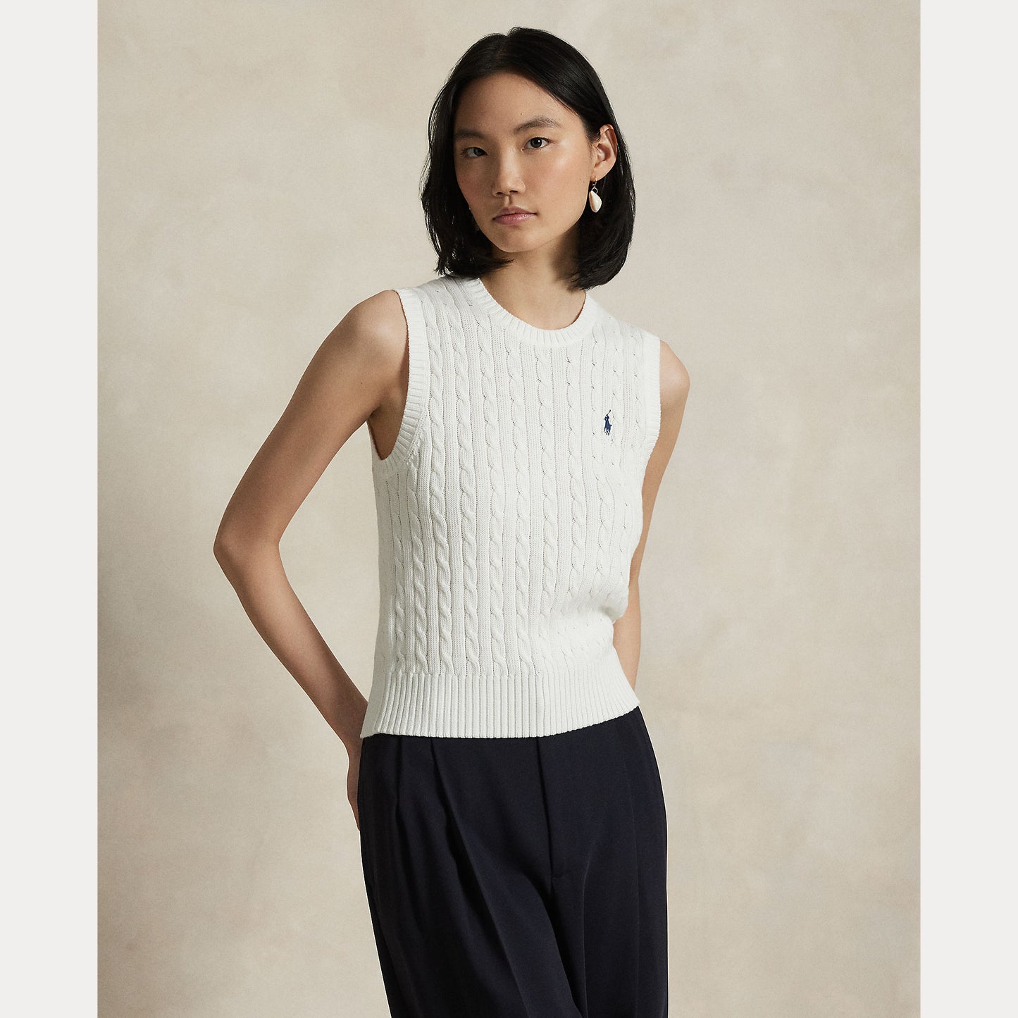 Cable Knit Cotton Sweater Vest