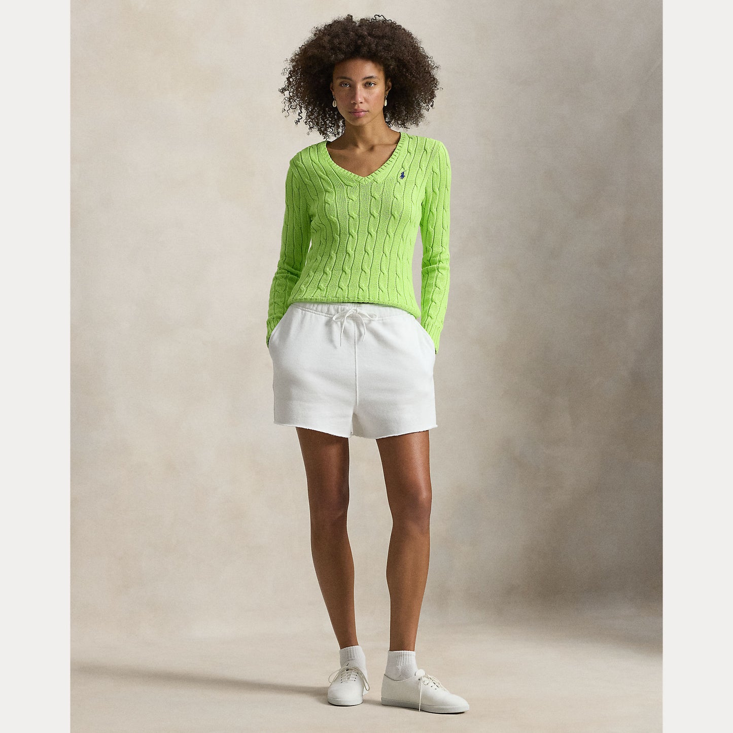 Polo Ralph Lauren Cable Knit Cotton V-Neck Sweater