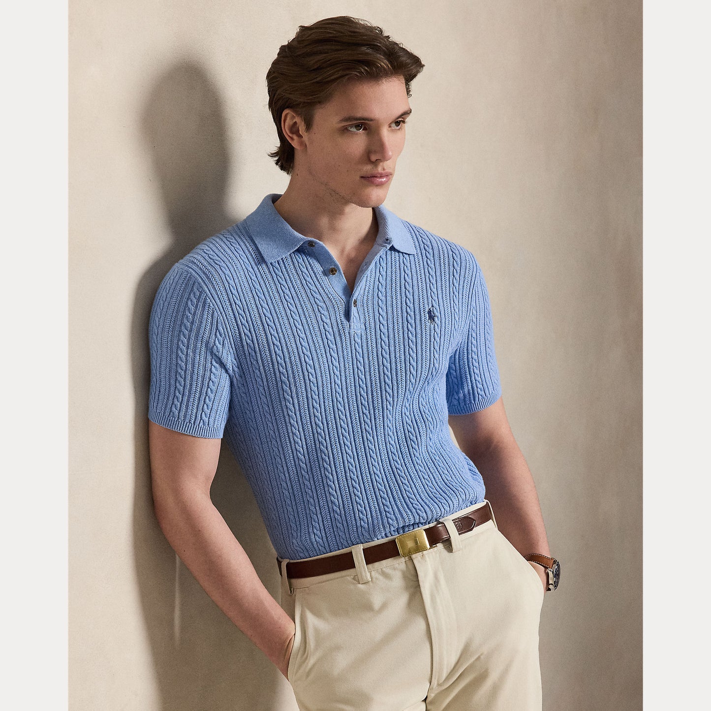Polo Ralph Lauren Cable-Knit Cotton Polo Sweater