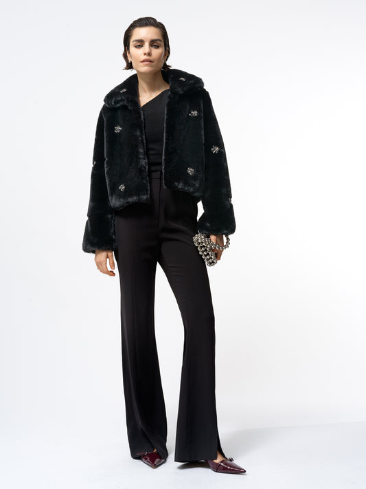 French Connection Theresa Faux Fur Diamanté Short