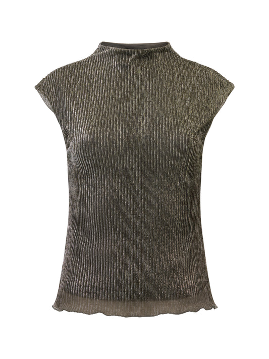 French Connection Tamy Lurex Plisse Sleeveless Top
