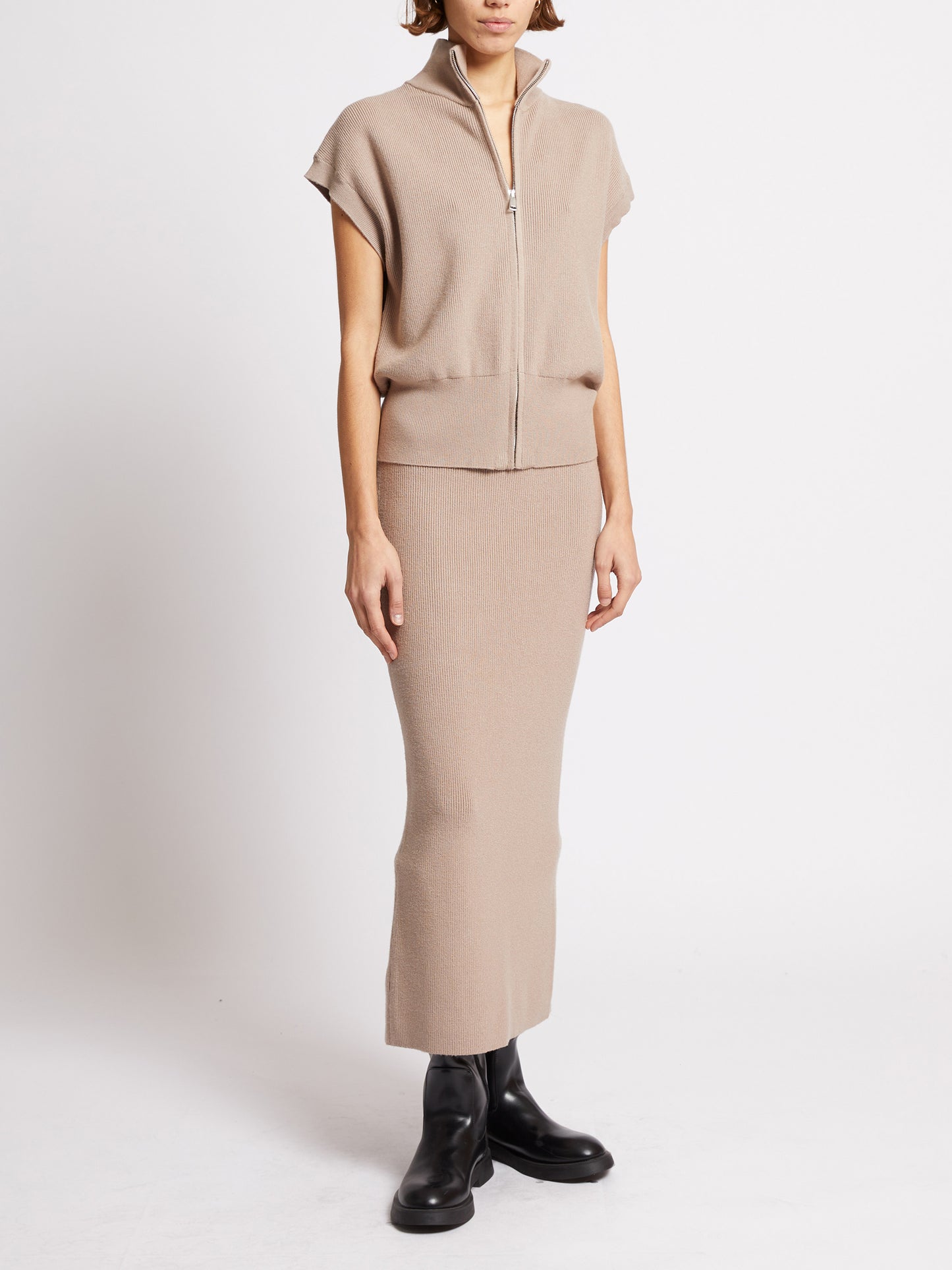 French Connection Ava Knit Zip Through Sleeveless Knit