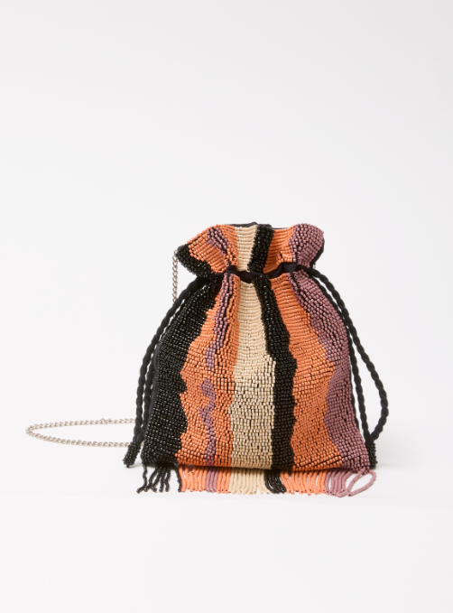 French Connection Beaded Fringe Potli Bag