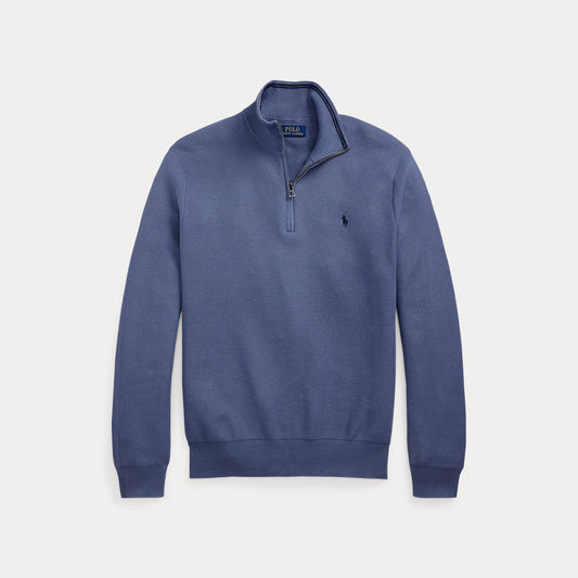 Polo Ralph Lauren Mesh Knit Cotton Quarter Zip Sweater